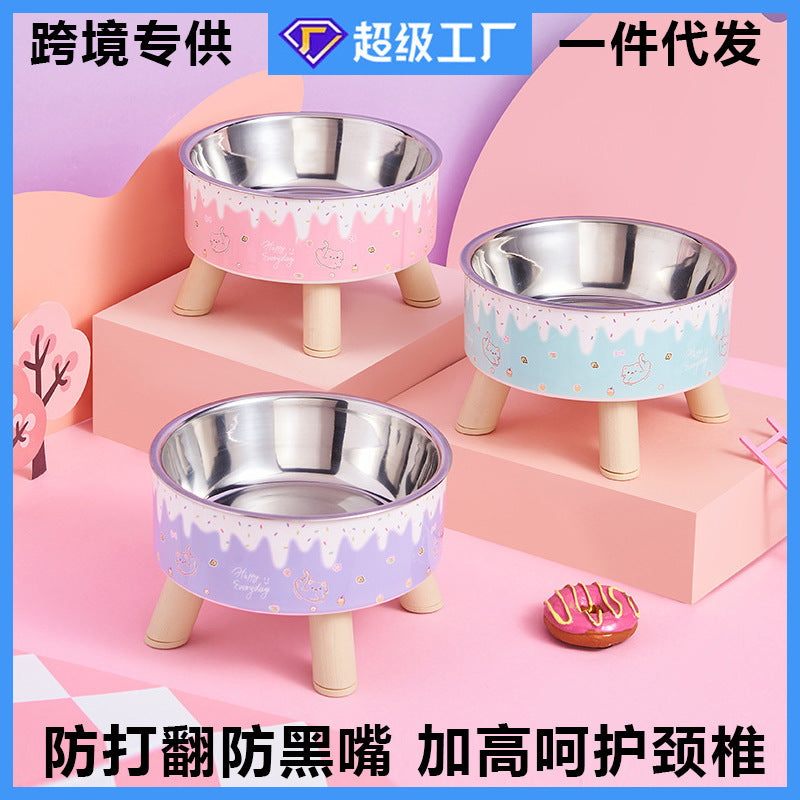 Comedero Elevado Antivuelco para Gatos y Perros – Acero Inoxidable, Cuida el Cuello